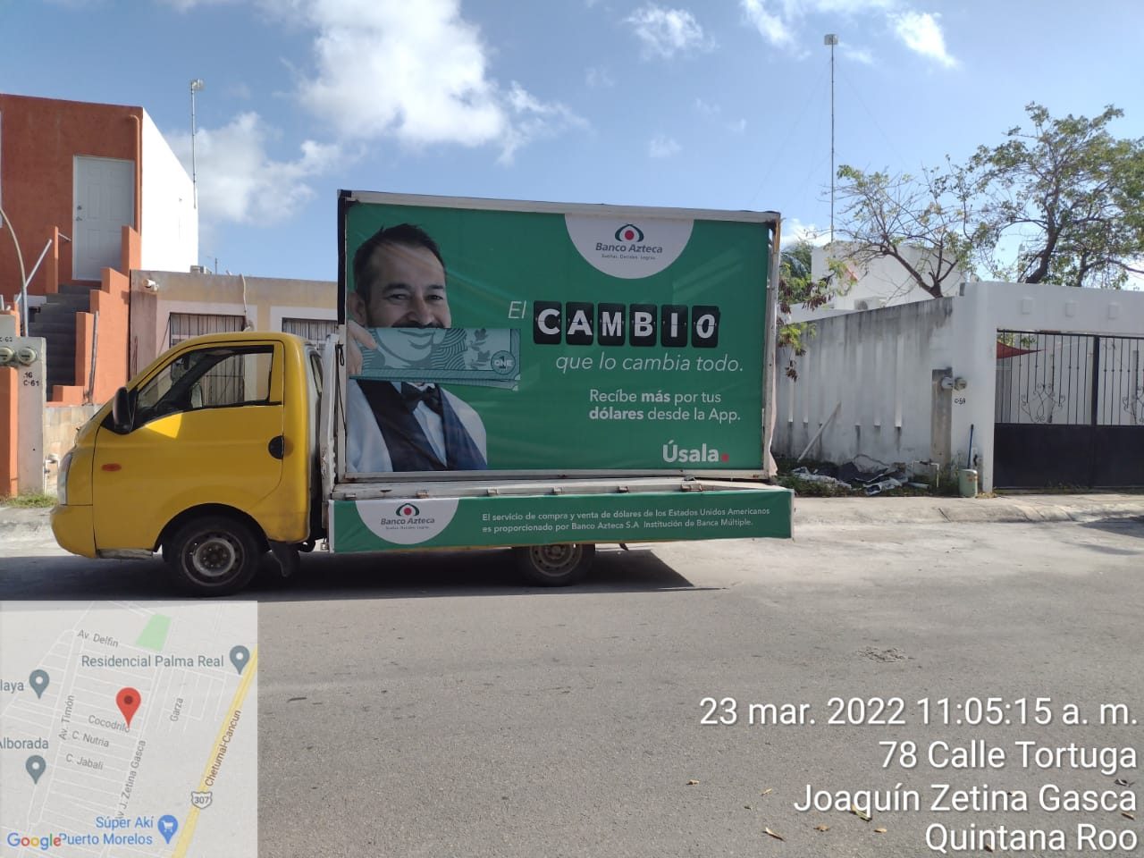 Valla móvil en Puerto Morelos